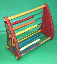 Vtg Playskool Rainbow Wooden Bead Abacus Child's Math Counting Toy