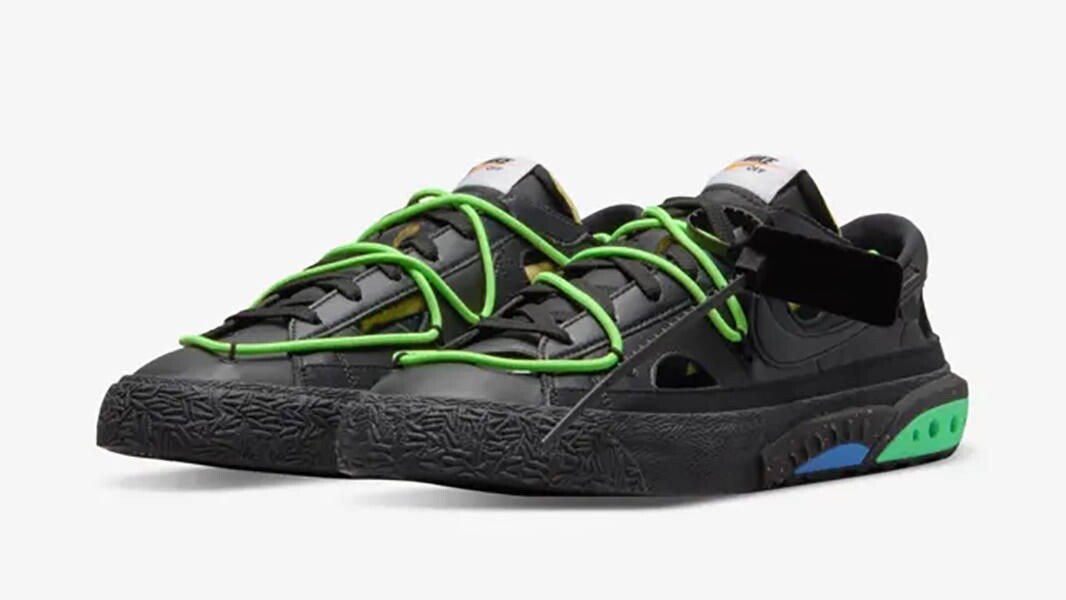 OFF WHITE X NIKE Blazer bianco Nike X Off basso '77 nero verde UK 6 US 6 5 EU 39 DH7863 001