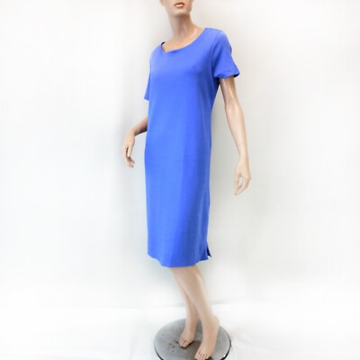 Talbots Plus Blue Cotton Short Sleeve Boat Neck Midi Dress, Size 1X Petite  | eBay