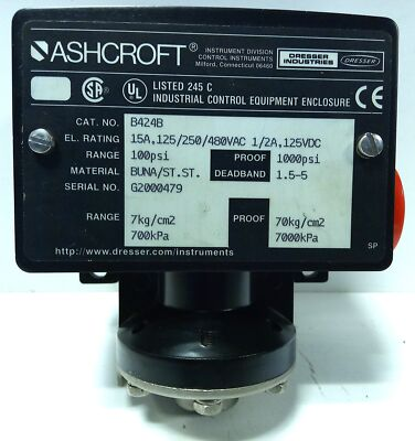#ad Ashcroft B424B 125 250 480 V AC 15 A Pressure Switch $119.98