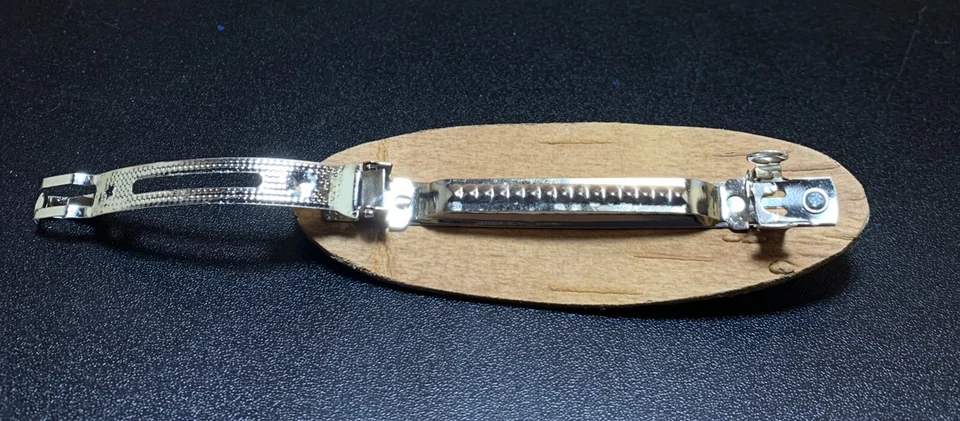 Grampo de cabelo BIRCH BARK, barrette, flor com obsidiana de neve, ucraniano FEITO À MÃO - Imagem 3 de 4