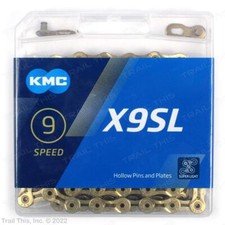 KMC X9SL Gold 9-Speed Bike Chain 116L fits Shimano SRAM Campy MTB / Road