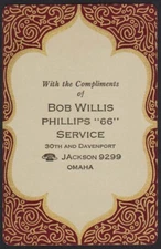 Vintage single playing card PHILLIPS 66 gas and oil Bob Willis Service Omaha NE