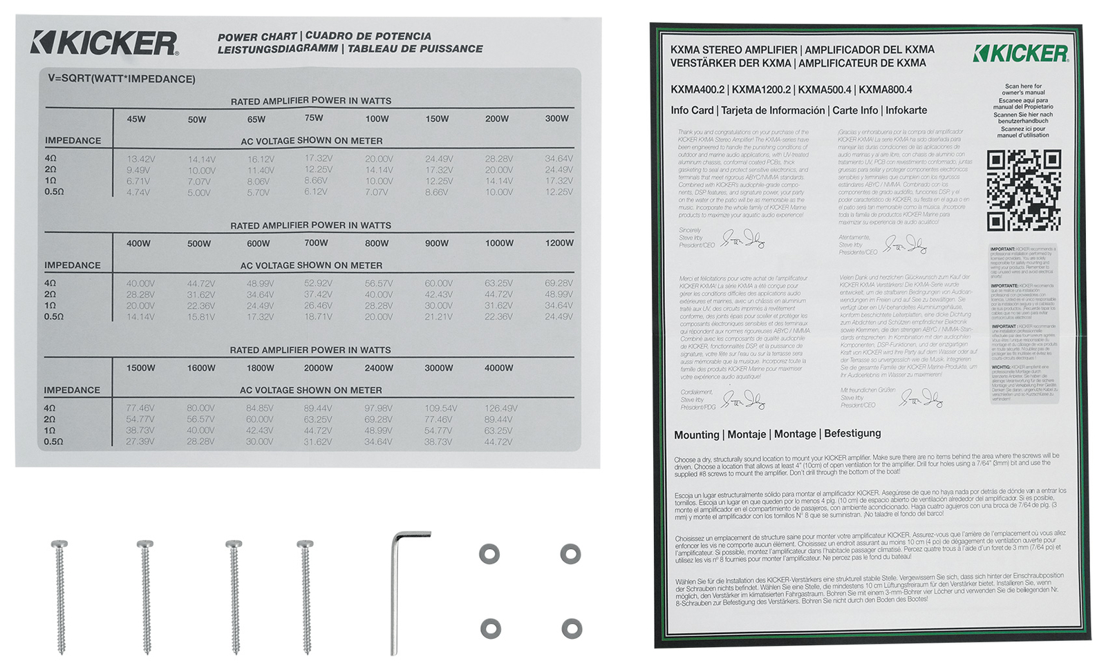 KICKER 48KXMA5004 500-ваттный 4-канальный морской усилитель для лодок Комплект усилителей KXMA5004