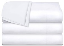 Flat Hospital Bed Sheets - Twin Size Flat Sheets - Cotton/Poly - 3-Pack
