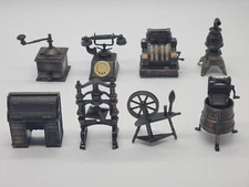 Vintage Durham Industries Lot Of 8 Die-Cast Apex Metal Miniature Furniture 