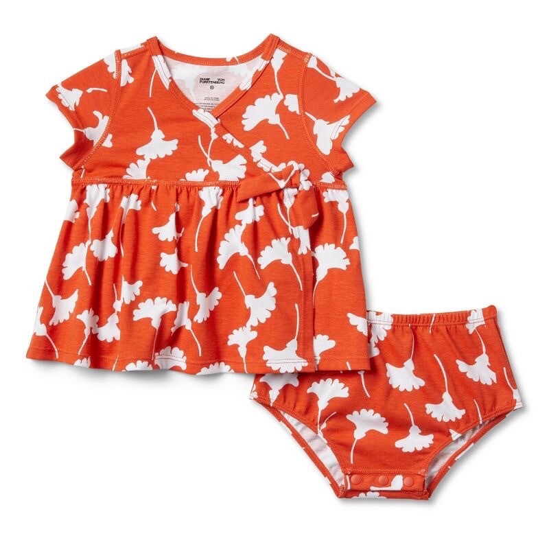 DVF for Target Baby Adaptive Short Sleeve Ginkgo Cherry Tomato Faux Wrap  Dress