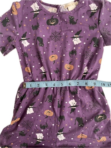 Emma & Elsa Girls Purple Halloween Romper Gold Glitter Pumpkins - Size 7 - Picture 8 of 8