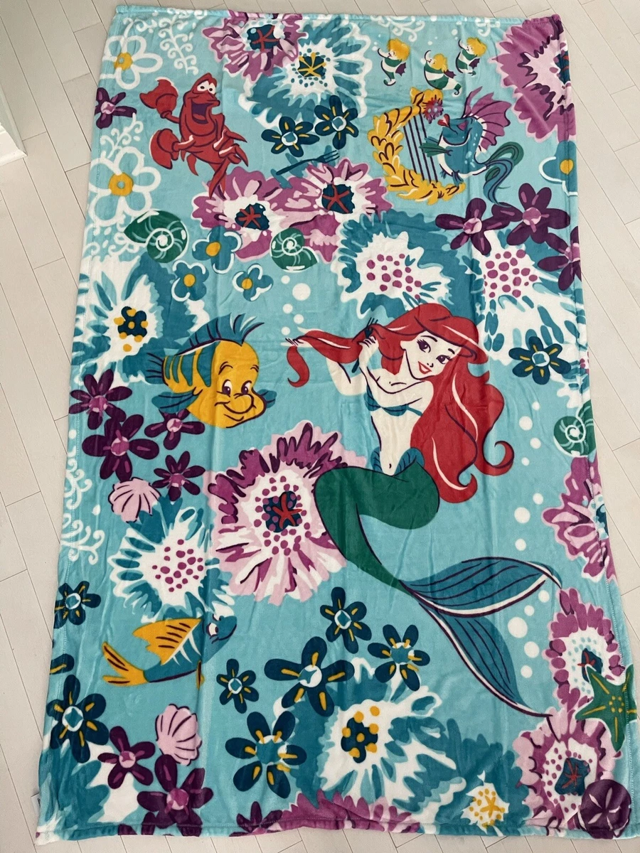 Vera Bradley Disney The Little Mermaid Ariel Floral Plush Throw Blanket NWT