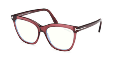 Tom Ford FT6042-B 069 Shiny Bordeaux Blue Filter Cat Eye Women's Eyeglasses