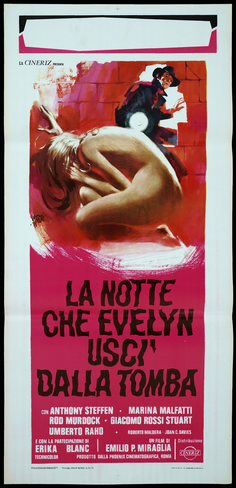 Locandina originale film La notte che Evelyn uscì dalla tomba (1972) - Regia di Emilio P. Miraglia