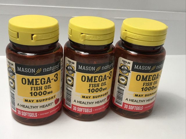 3 Mason Natural Fish Oil 1000mg Omega-3 Skin Joint Heart 90 Softgels Total  for sale online | eBay