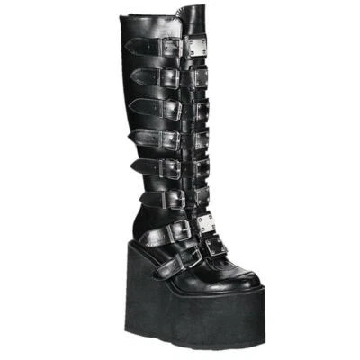 Demonia Bottes Gothiques Plateau SWING-815-BLK-PU Cuir Synthétique Noir - Photo 1/4