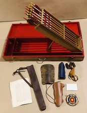 Vintage Archery Club Wooden Competition Arrow Set w/ Wooden Case & Accessories