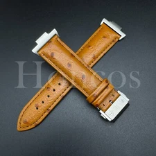 L/Brown Genuine Leather Ostrich Watch Strap Fits for Tissot PRX HB Clasp Adapter