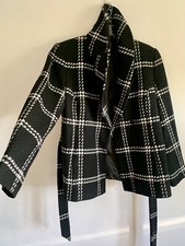 Marks & Spencer Portfolio Black & White Check Wool Jacket Blazer Coat Size:16