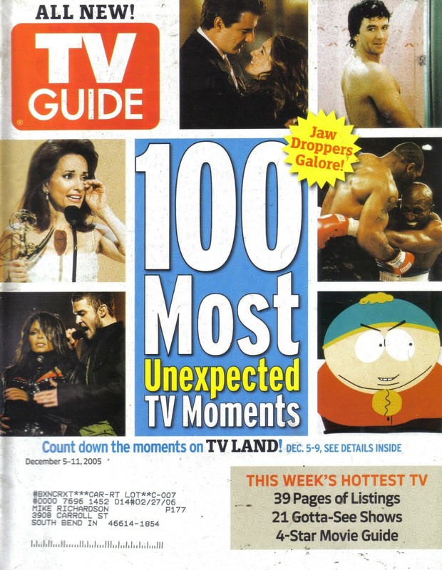 TV GUIDE MAGAZINE 12-5-05 100 MOST UNEXPECTED MOMENTS, SUSAN LUCCI, SOUTH PARK