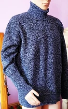 Turtleneck KNIT PUL-OVER Autumn Winter SOFT INSIDE VELOR Melange Sweater SIZE XL