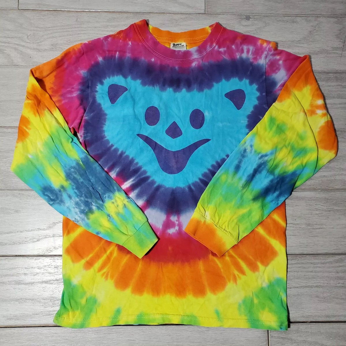 Grateful Dead Tie Dye Bear Head Long Sleeve T Shirt Size Small  display picture 1