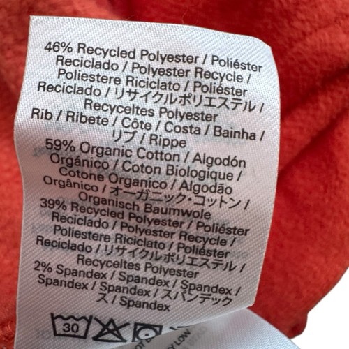 Pullover in pile con cappuccio arancione nuovo con etichette Outerknown manica lunga tasca taglia L - Foto 7 di 12