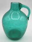 Vintage 7 1/2" Handblown Green Bubble Glass Blenko ? Pitcher Jug