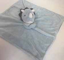 Carters Baby Plush BLUE DINOSAUR Dino Lovey Security Blanket Stripes Triceratops