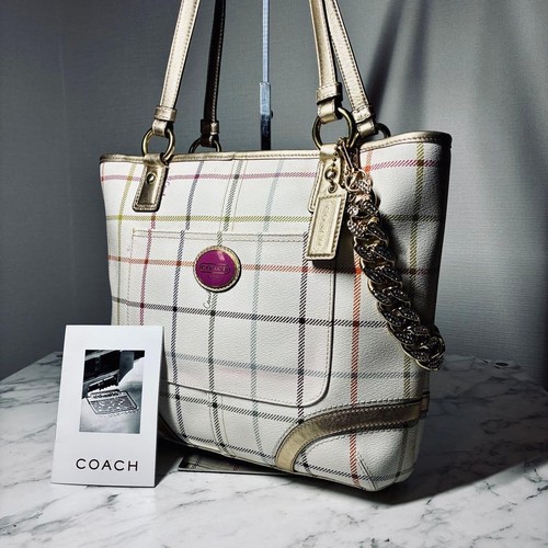 Condition COACH Tote Bag Shoulder Bag Check Pattern 31a | eBay