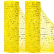 2 Rolls 10 x 30ft Yellow Deco Mesh Ribbon, Metallic Gold Foil, Wreath, Craft