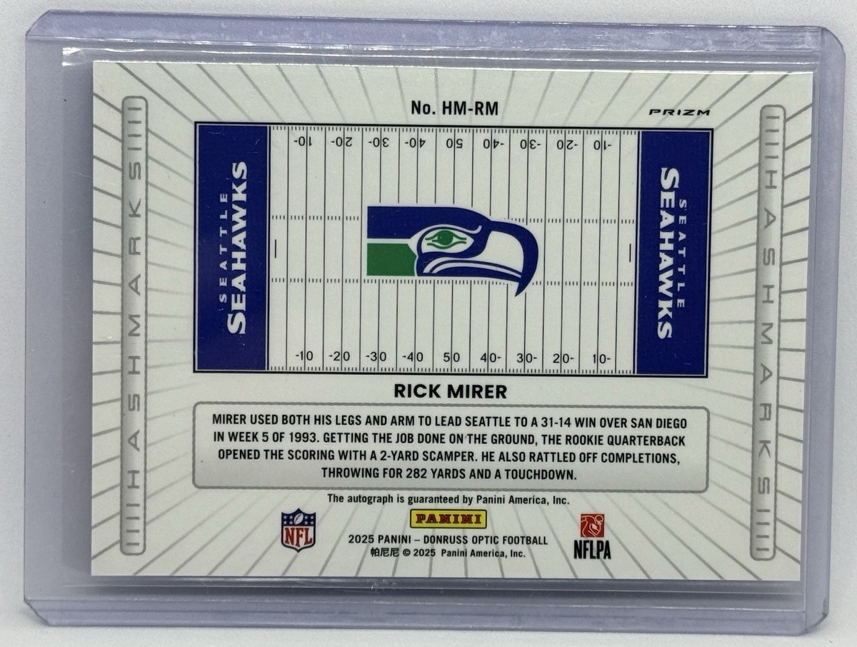Rick Mirer -2025 Donruss Optic SP Autograph Hashmarks # Seattle