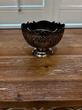 F.B. Rogers Silverplate Floral Victorian Ornate Pedestal 5" Bowl