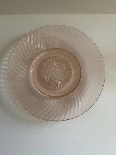 Vintage Federal Glass Pink Depression DIANA Saucer 5 7/8" Wide Saucer swirl