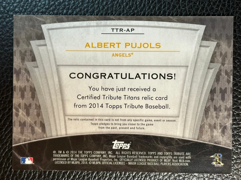 2014 Topps Tribute Titans Blue Albert Pujols /50 Game Used Jersey - Image 2 of 2