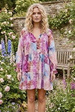 NEW Johnny Was L Large Pink Silk Mini Dress & Slip Babydoll Shift Lightweight