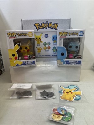 Game Stop Funko Pop Flocked Pokemon Squirtle 504 Pikachu 353 Combo