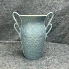 RARE Vintage Red Wing Art Pottery Vase Blue Floral Double-Loop Handles No. 1165