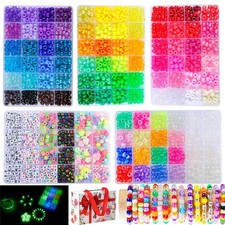 SJZWSD 5 Boxes Bracelet Making Kit Pony Beads Kandi Beads & Hair Beads Set with