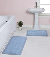 Luxury Collection 100% Reversible Cotton Bathroom Rugs Set, Washable Rug, Sof...
