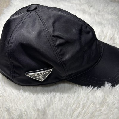 帽子 PRADA Re-Nylon Logo Baseball Cap Black Prada Black Re-Nylon Baseball Cap – Triangle Logo from Japan | eBay