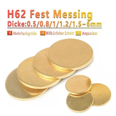 H62 Messing Ronden Ronde Scheibe Platte-Blech Ø20/30/50/60/80/100/150/200/300mm - Bild 1 von 4
