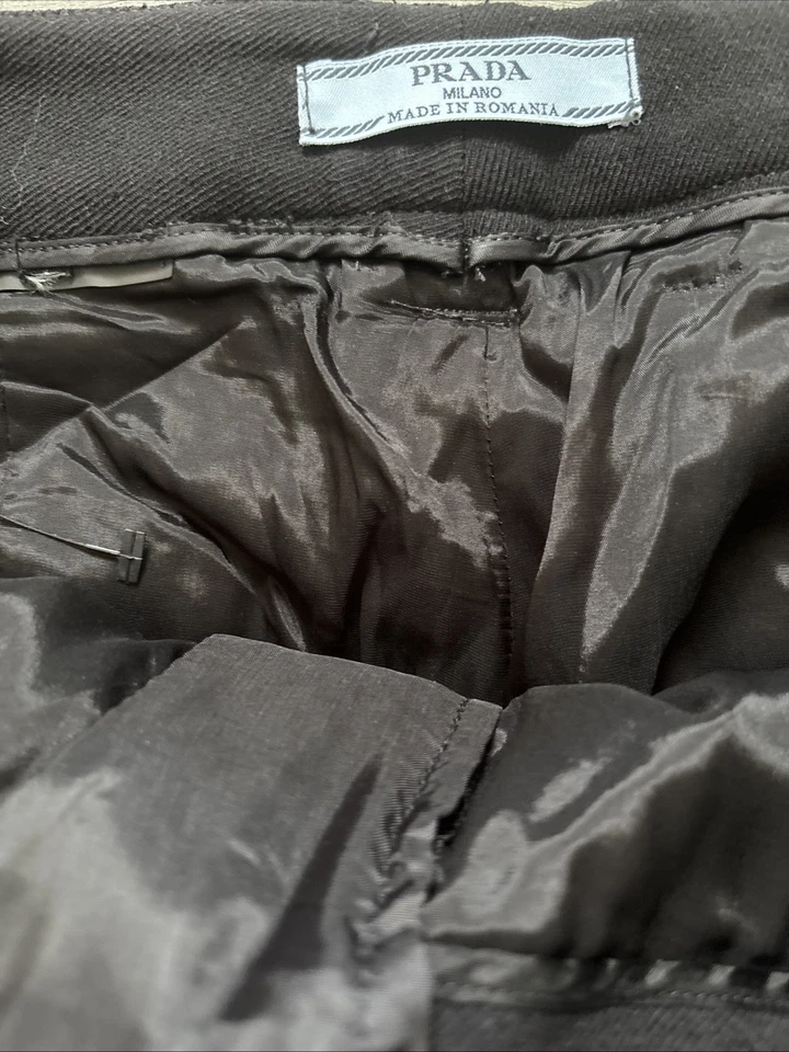 Pantalones de vestir para mujer PRADA Milano negros mezcla de lana pantalones a medida talla 6/8 Est Foto 3 de 4