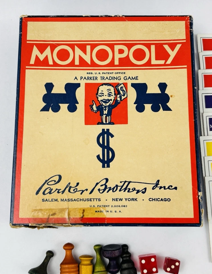 Vintage 1936 Parker Brothers MONOPOLY Board Game (No Board) - Image 2 of 4