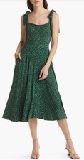 NWOT Reformation Women’s Green Floral Tie Sleeve Midi Dress, Size Large