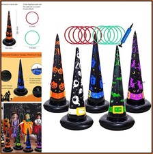 Inflatable Witch Hat Ring Toss Game 5 Pack with Pump Indoor Outdoor Fun