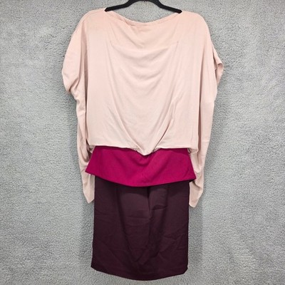 Diane von Furstenberg DVF Silk Color Block Dress Women's Size 6 Pink Purple
