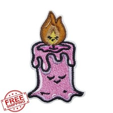 U-Sky Pink Candle Patch Sew or Iron On Embroidered 3 Pack