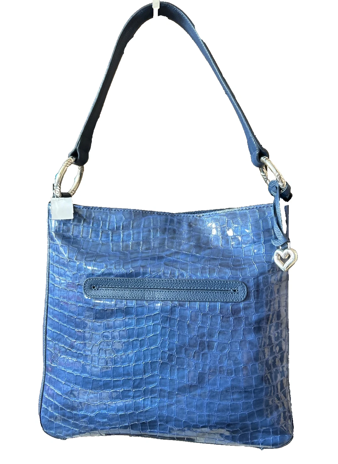 Made in UK Luxury Blue Croc Patent Real Leather Shoulder Tote Bag Handbag NEW