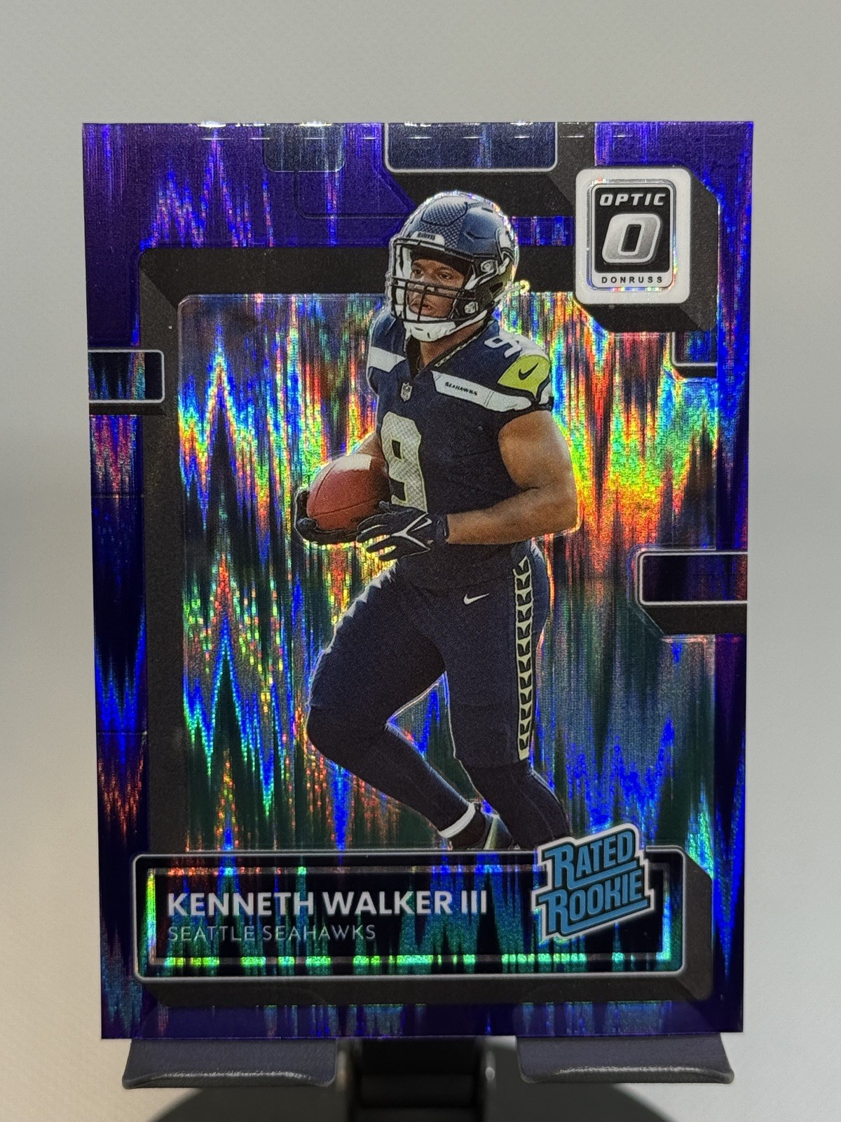 Kenneth Walker III 2022 Panini Optic Purple Shock Rated Rookie #218 Seahawks