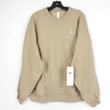Alo Accolade Crew Neck Oversize Pullover Sweatshirt In Gravel Women's Size Large