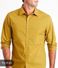 New Men s Banana Republic Yellow Button Down Cotton Slim Fit Shirt Size Large