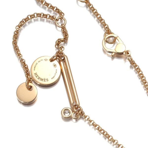 正品 HERMES 项链 Ex-Libris 钻石 TPM 18K 750 玫瑰金  — 第 3/4 张图片